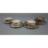 VIER JAPANISCHE SAMMELTASSEN / MOKKATASSEN / four japanese cups, Porzellan, Japan, 1. H. 20. Jh.,