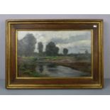 KAMPF, EUGEN (Aachen 1861-1933 Düsseldorf), Gemälde / painting: "Landschaft mit Flusslauf" / "