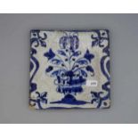 BAROCK-FLIESE "BLUMENVASE" / HOLLÄNDISCHE FAYENCE-FLIESE / WANDFLIESE / baroque dutch tile, 17.