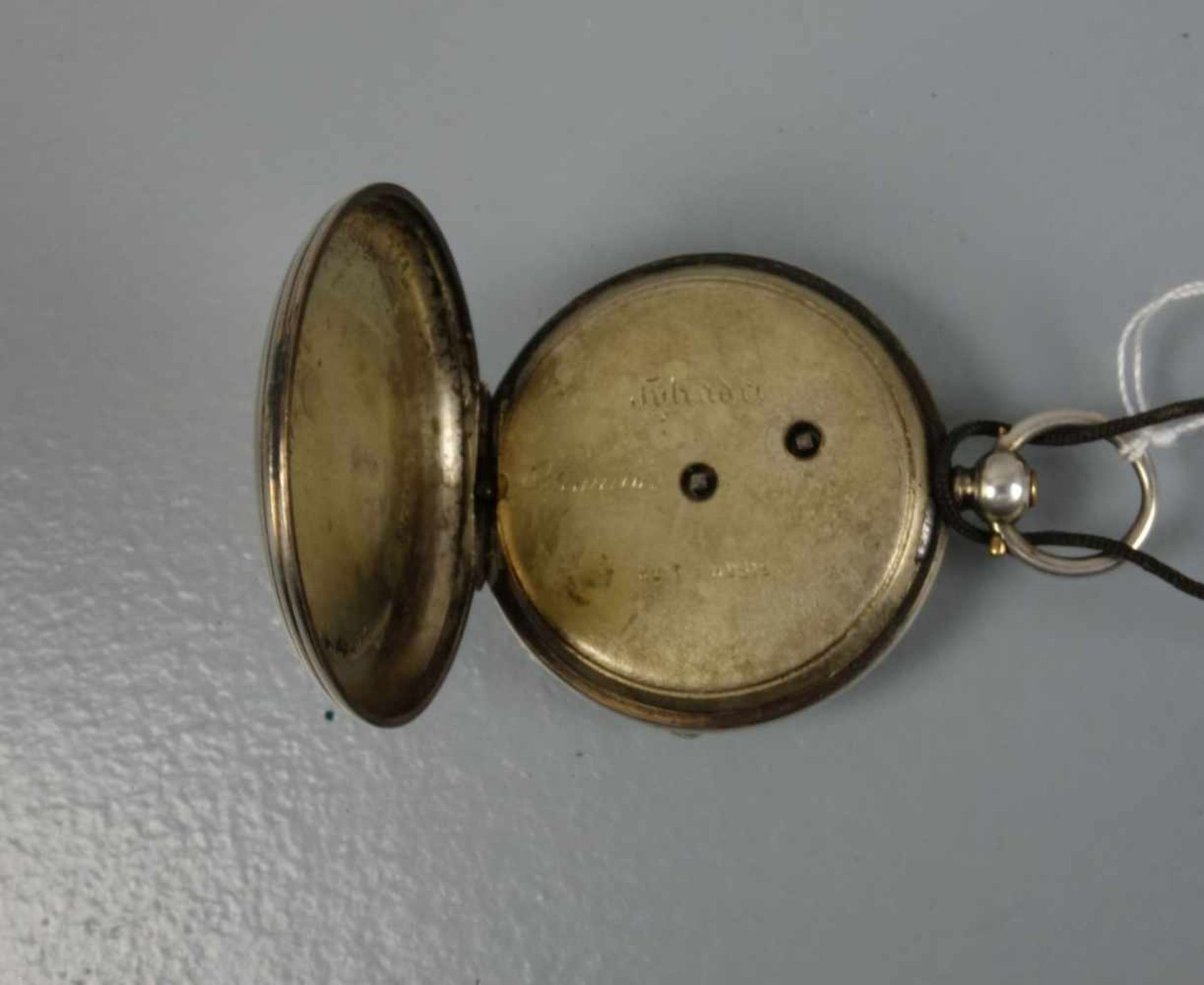 TASCHENUHR / open face silver pocket watch, Schweiz, Schlüsselaufzug (mit Schlüssel), um 1900. - Bild 4 aus 5