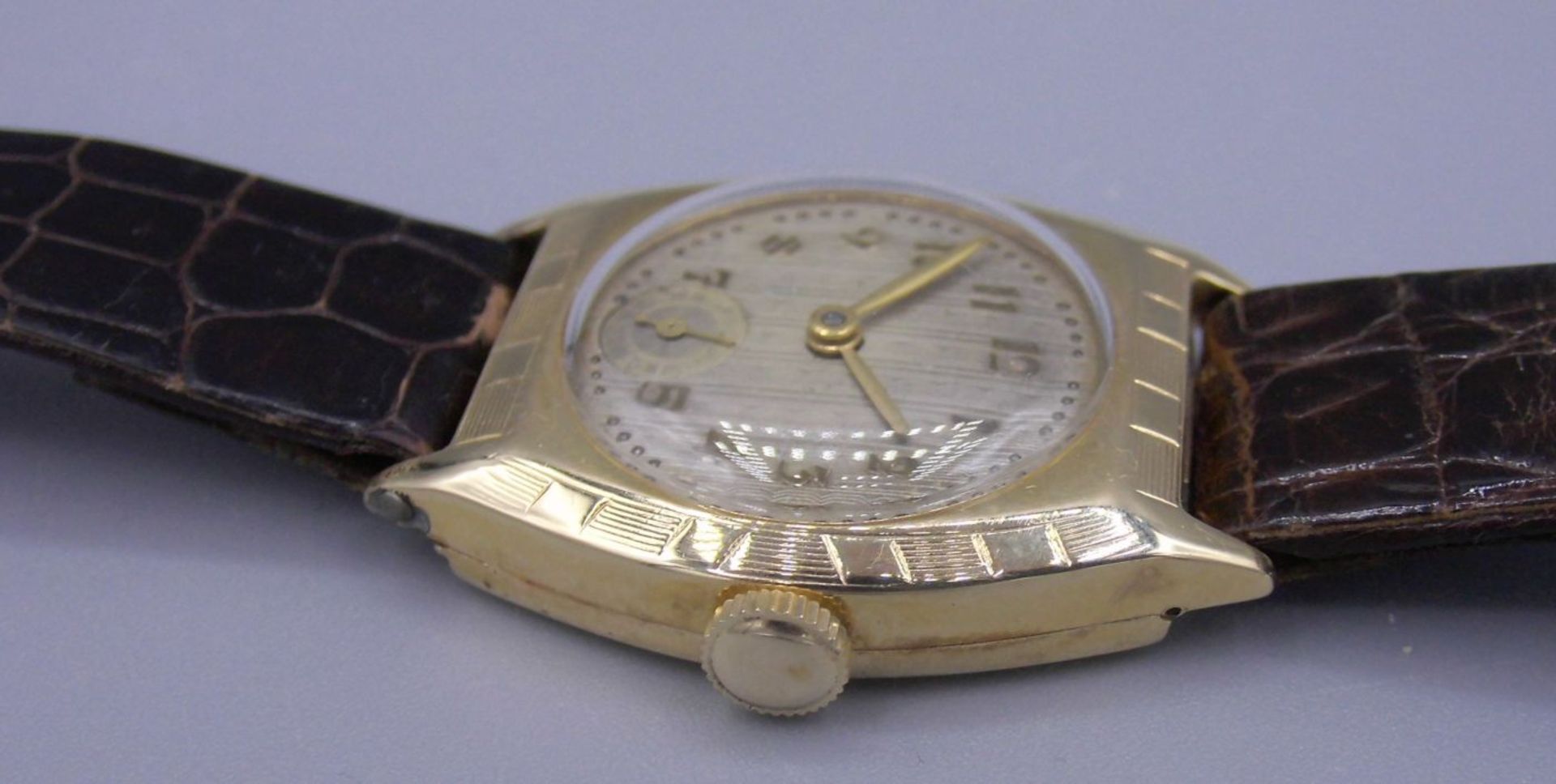 ART DÉCO ARMBANDUHR MIT GOLDGEHÄUSE / golden wristwatch, 1. H. 20. Jh., deutsch, Handaufzug. Gehäuse - Bild 4 aus 4
