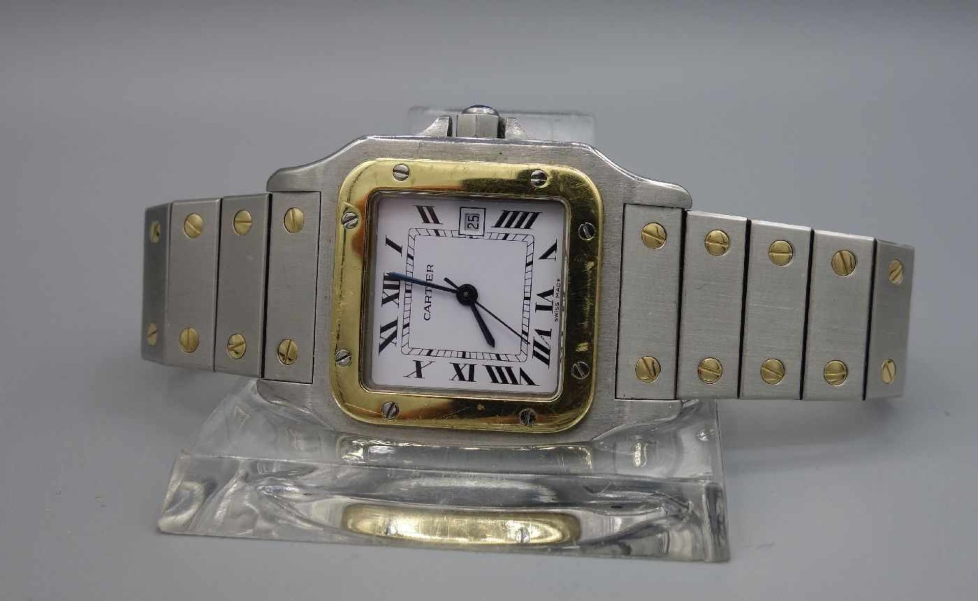 VINTAGE ARMBANDUHR - Cartier "Santos"/ wristwatch, Mitte 20. Jh., Automatik, Manufaktur Cartier SA / - Bild 3 aus 9