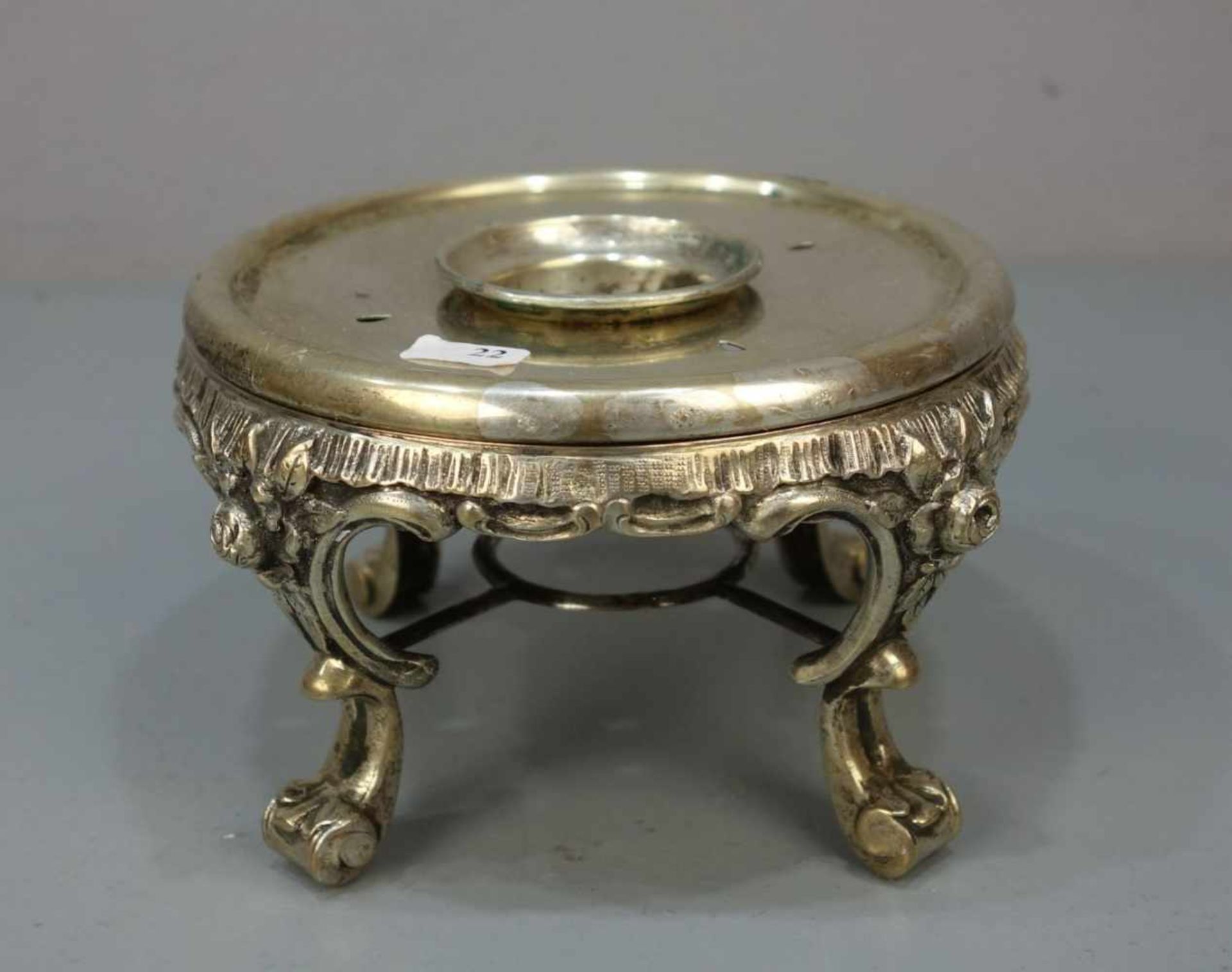 SILBERNES STÖVCHEN / silver warmer, 800er Silber (412 g), gepunzt mit Feingehaltsangabe und