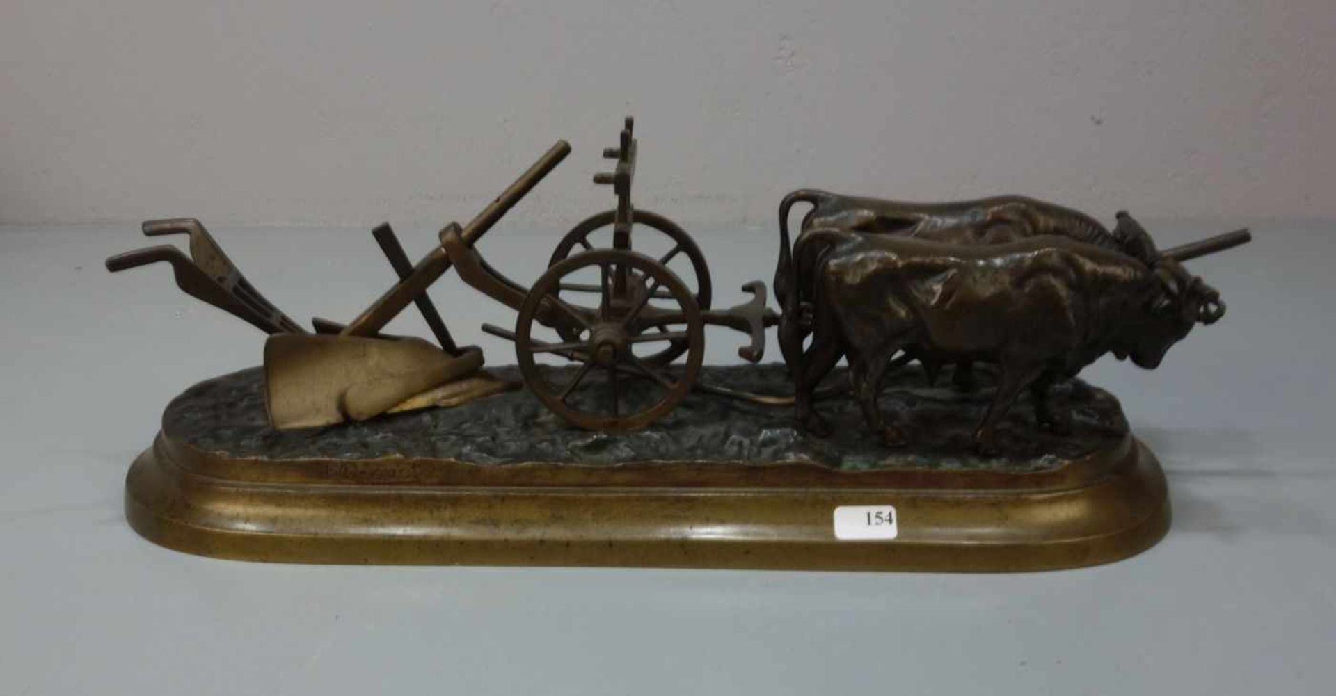 DROUOT, ÉDOUARD (Sommevoire 1859-1945 Paris), Skulptur / sculpture: "Ochsengespann mit Pflug",