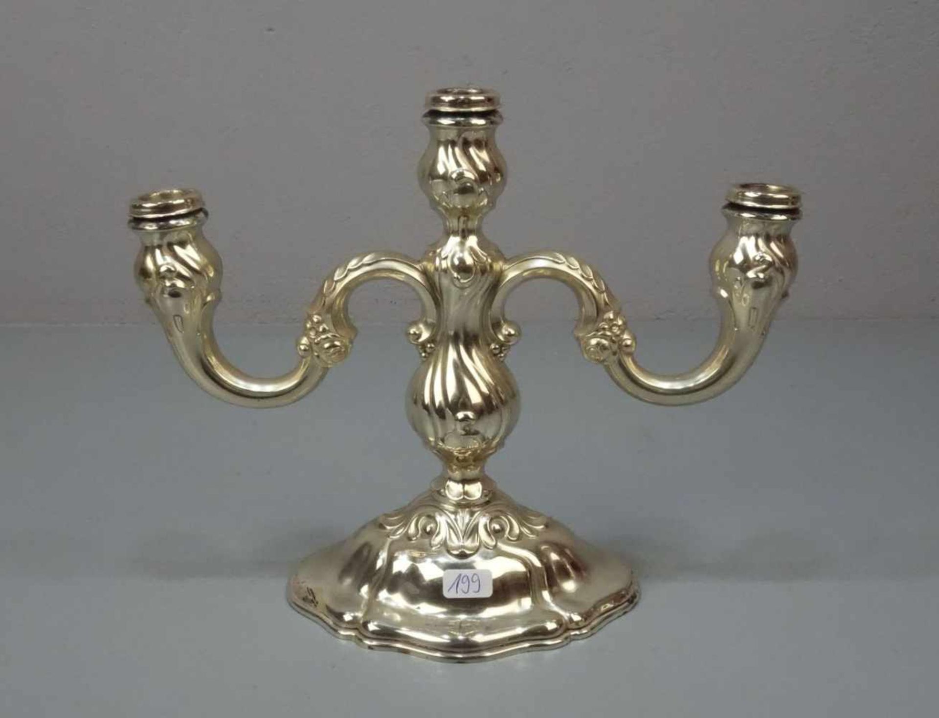 DREIFLAMMIGER KANDELABER / KERZENSTÄNDER / candle stick holder, deutsch, 20. Jh., 925er