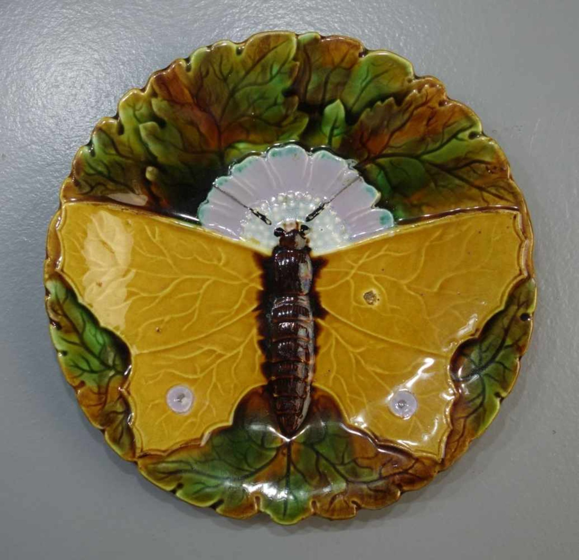 6 JUGENDSTIL TELLER / DESSERTTELLER MIT FALTERMOTIV / art nouveau plates with butterfly motif, - Bild 2 aus 3