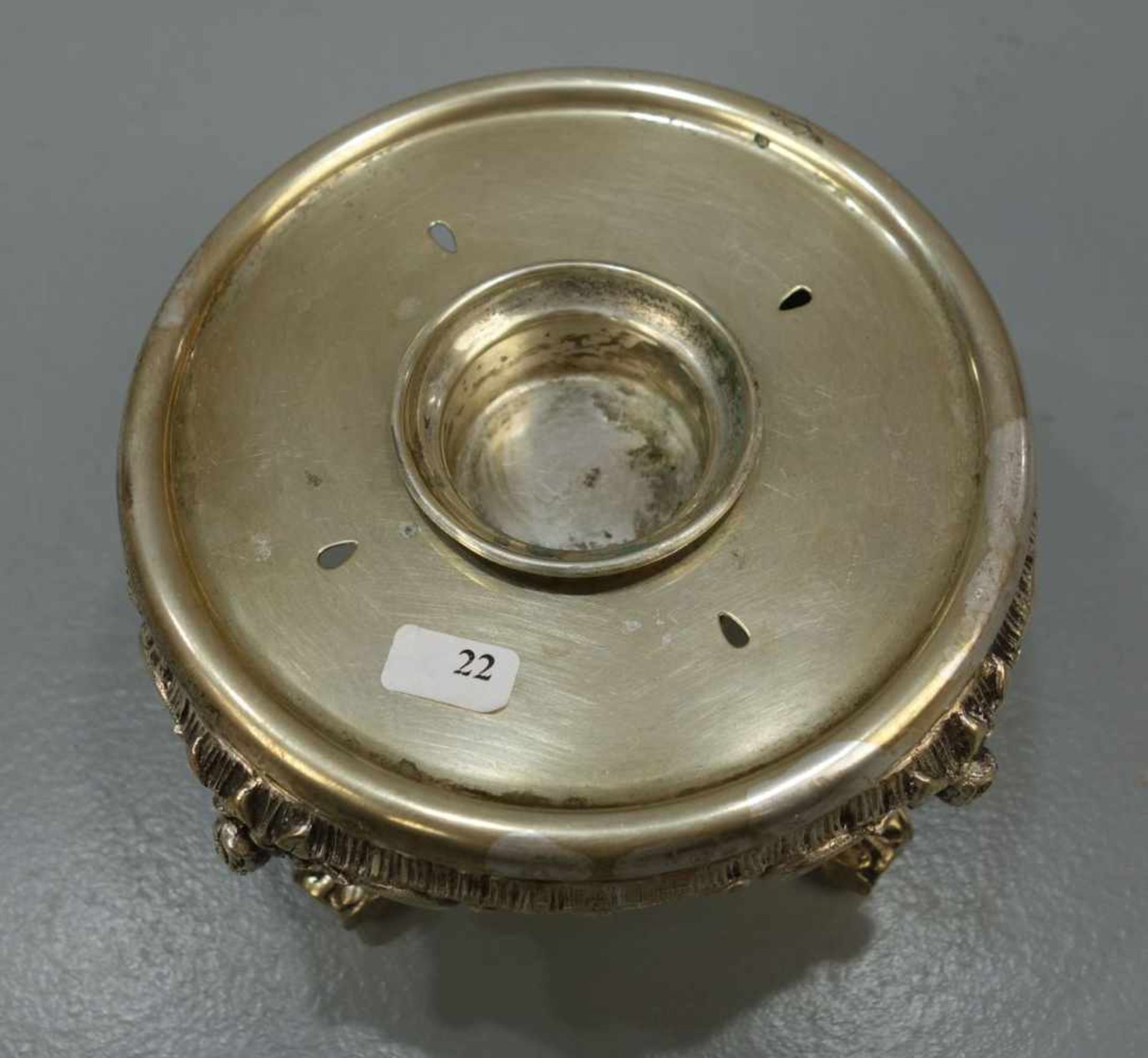 SILBERNES STÖVCHEN / silver warmer, 800er Silber (412 g), gepunzt mit Feingehaltsangabe und - Bild 2 aus 4