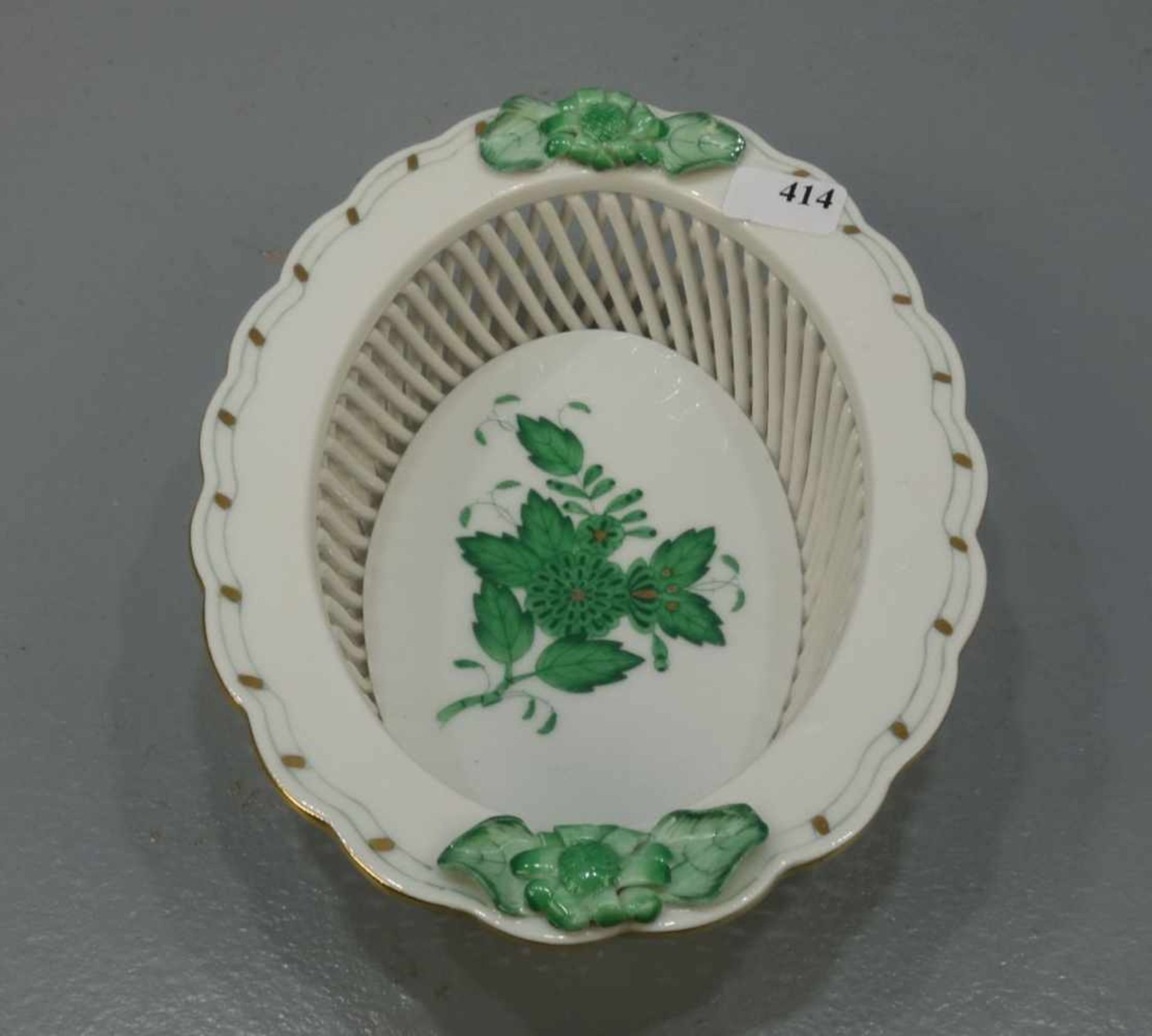 KORBSCHALE / porcelain bowl, Porzellan, Manufaktur Herend / Ungarn. Ovale Korbschale im