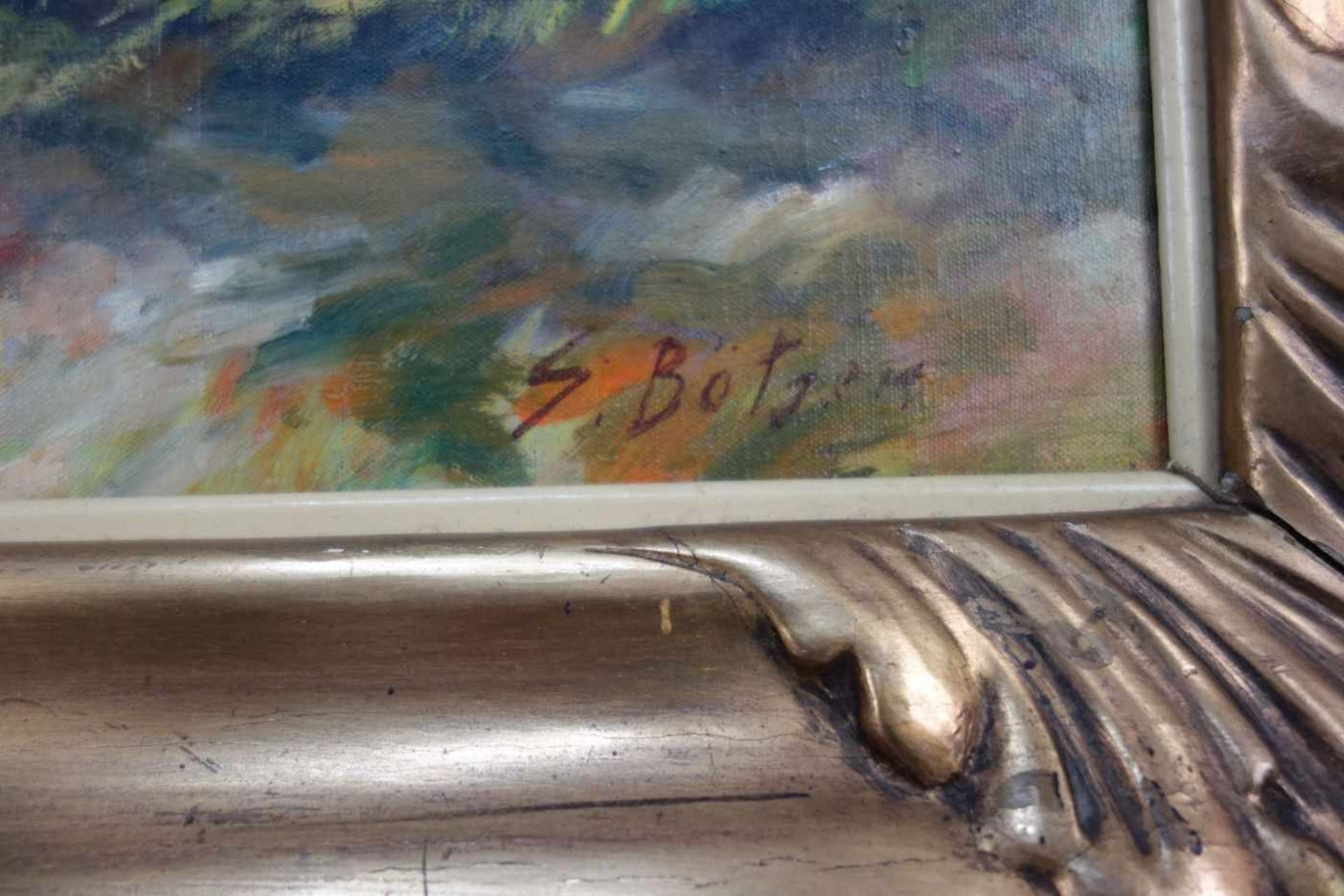 BÖTJER-MALLET, SOPHIE (Worpswede 1887-1966 ebd.), Gemälde / painting: "Landschaft mit Gehöft, - Image 2 of 3