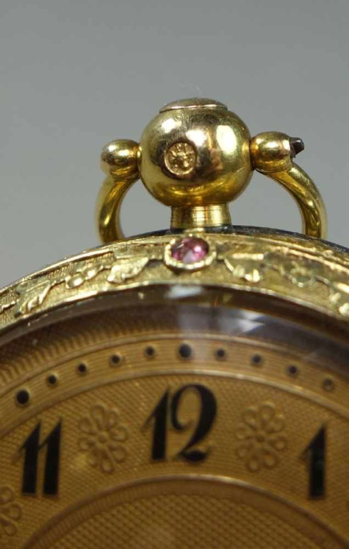 GOLDENE SPINDELTASCHENUHR / golden pocket watch, 585er bicolor Gold (mit Säure getestet) und mit - Bild 8 aus 15