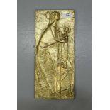 BRONZE-RELIEF: "MADONNA", Bronze, goldfarben patiniert. Mutter Gottes mit dem Christuskind; am