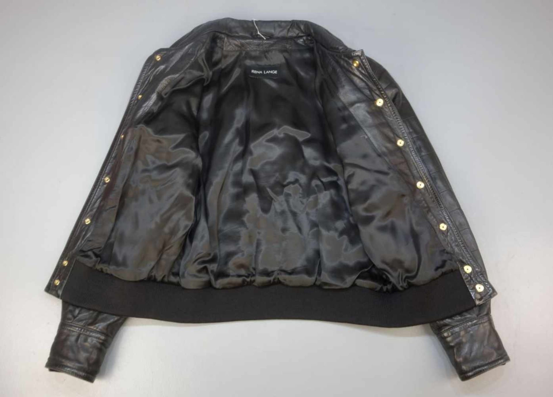 RENA LANGE - LEDERJACKE FÜR DAMEN / LEDER-BLOUSON, schwarzes gestepptes Lammleder, goldfarbene - Image 5 of 6