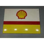 EMAILLESCHLD / BLECHSCHILD / WERBESCHILD: "Shell", rechteckig, emailliert, tricolor. Shell-Logo