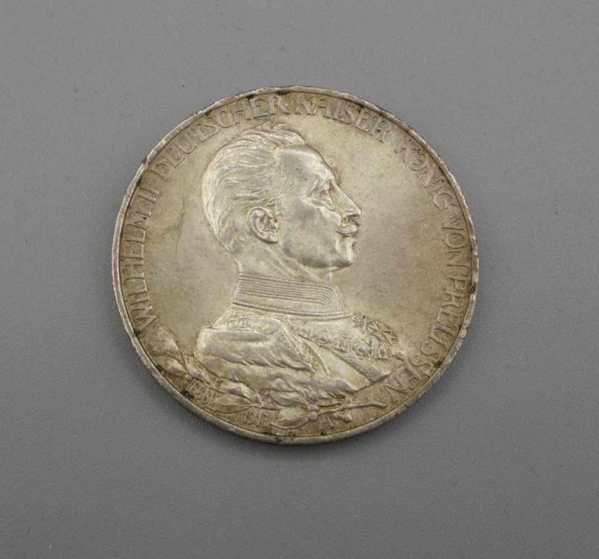 SILBERMÜNZE: 3 MARK - 1913, Silber, 16,6 Gramm. Auf der Münze bez.: "Wilhelm II Deutscher Kaiser - Bild 2 aus 2