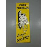 EMAILLESCHILD / BLECHSCHILD / WERBESCHILD: "Pneu Michelin", rechteckig, emailliert. Schild zeigt das