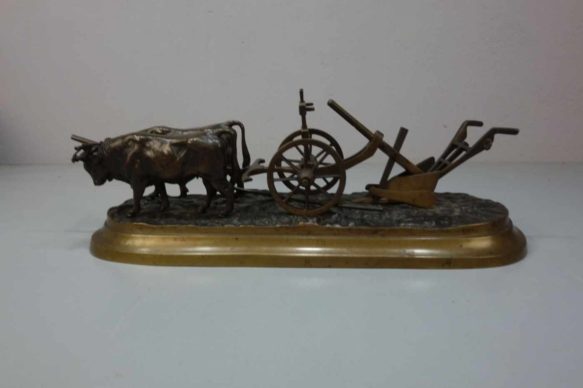 DROUOT, ÉDOUARD (Sommevoire 1859-1945 Paris), Skulptur / sculpture: "Ochsengespann mit Pflug", - Bild 3 aus 5