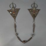 BERBER-SCHMUCK: KETTE / oriental necklace, Tata / Marokko, wohl Silber, Glas und wohl Amazonit (