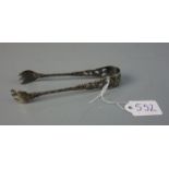 VORLEGEBESTECK: ZUCKERZANGE / silver sugar tong, Norwegen, 830er Silber, 15,6 Gramm. Gemarkt mit