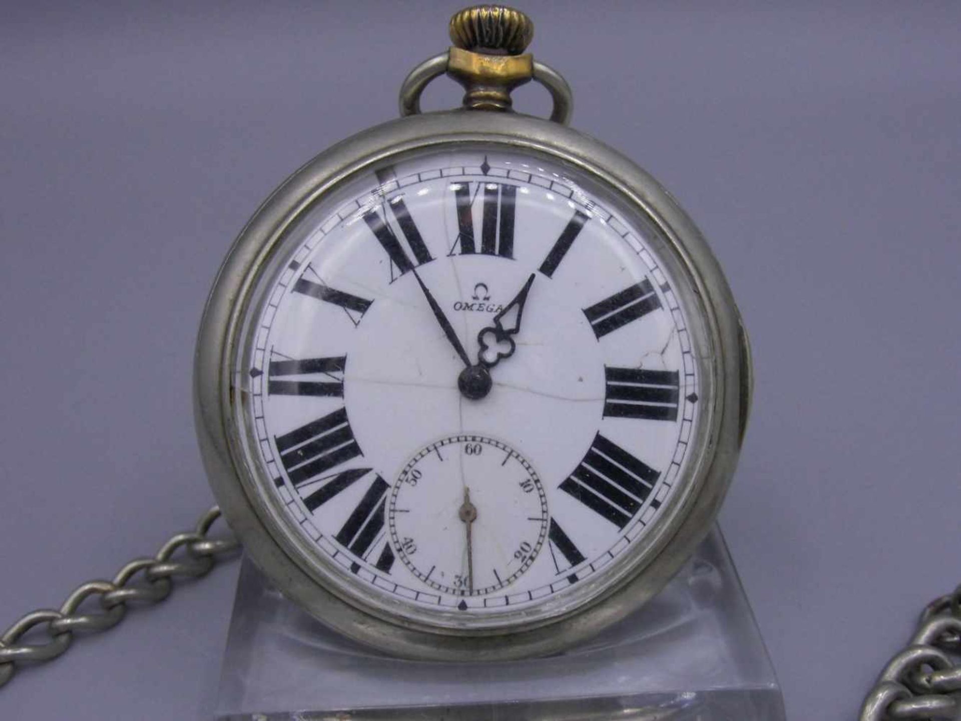 OMEGA TASCHENUHR MIT UHRENKETTE / pocket watch with pocket watch chain, 1. H. 20. Jh. / um 1912, - Image 2 of 6