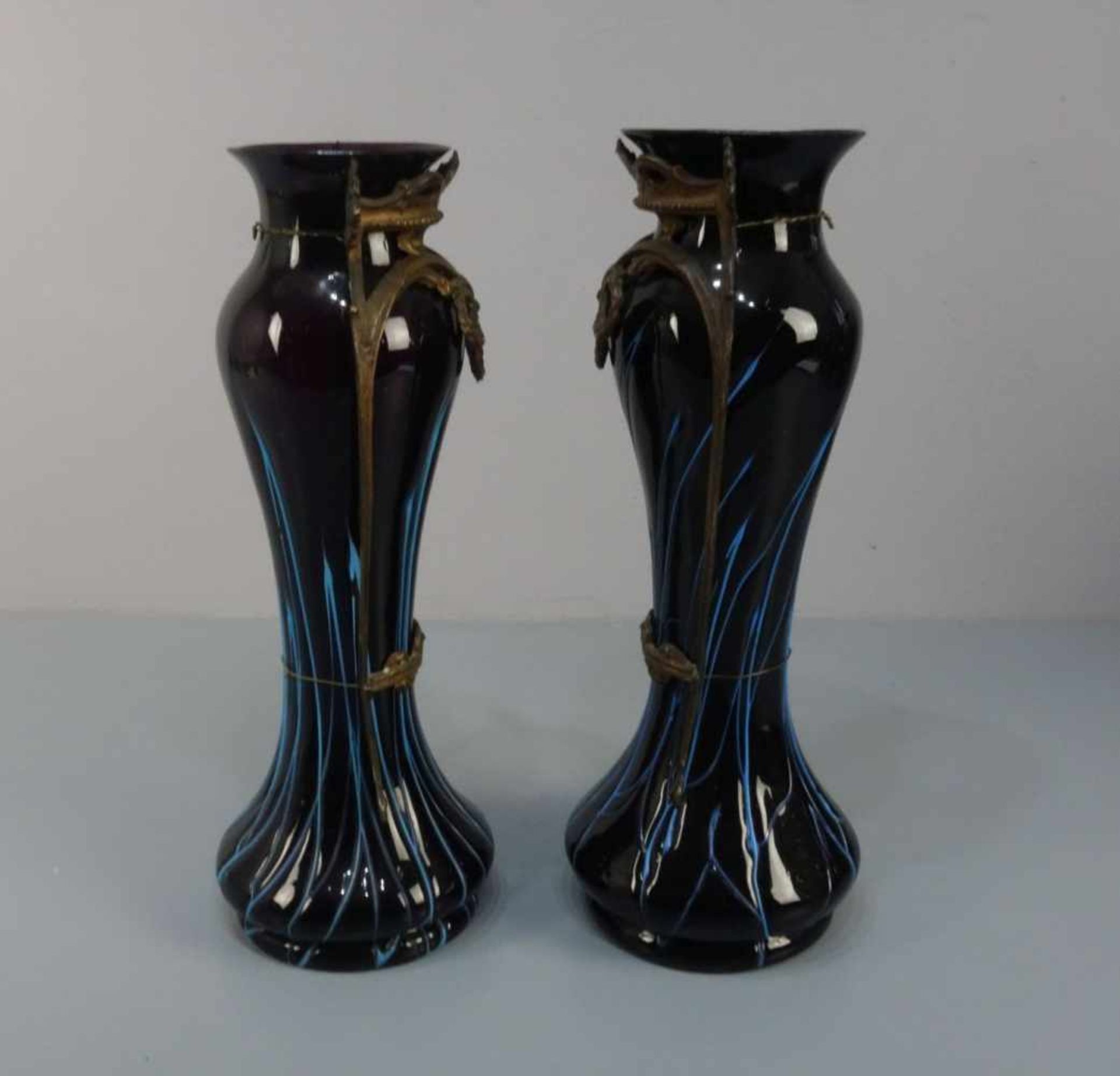 JUGENDSTIL VASENPAAR / pair of art nouveau vases, Glas, ungemarkt, Böhmen, Glasfabrik Elisabeth / - Bild 5 aus 6