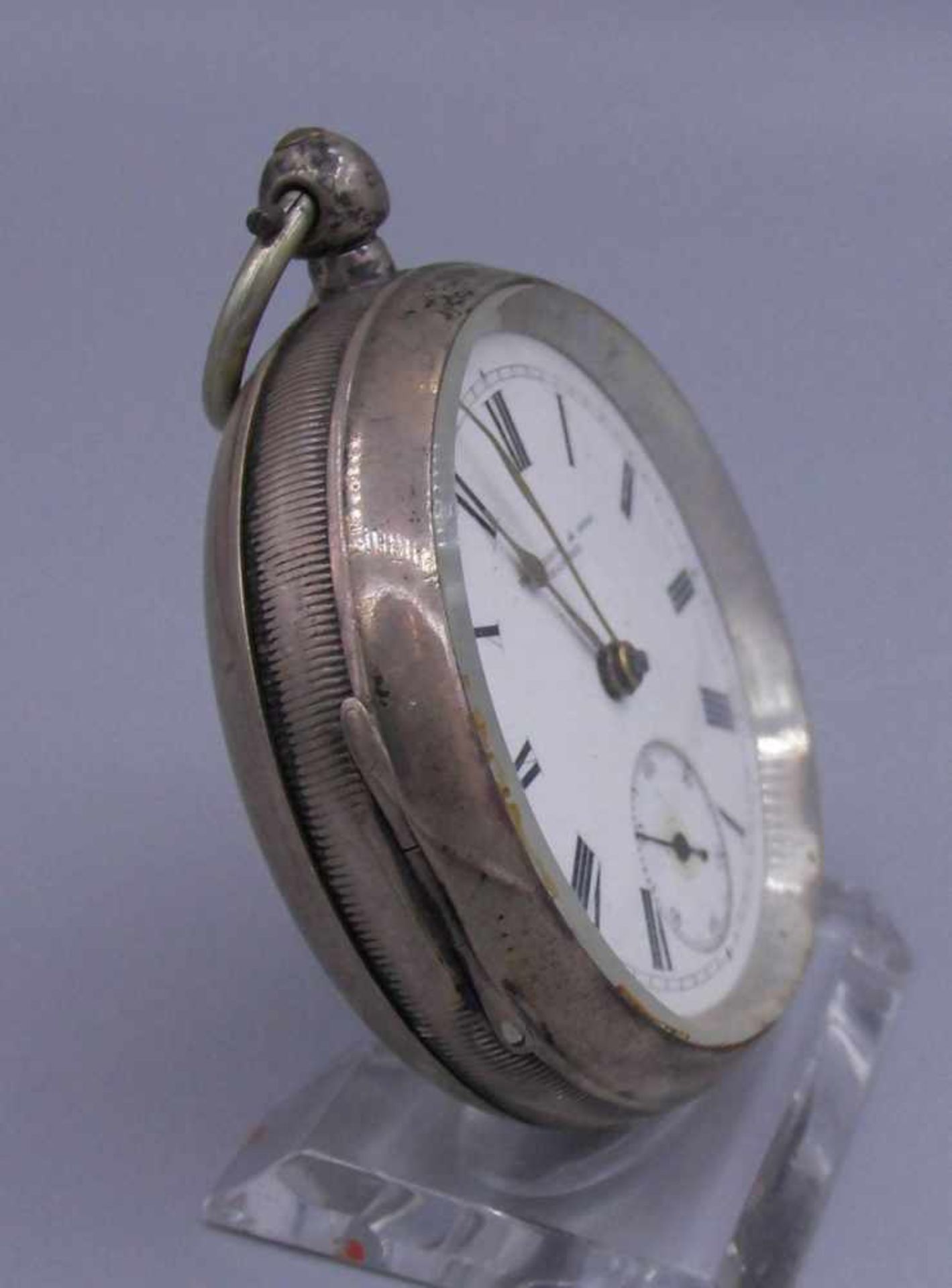 ENGLISCHE SCHLÜSSELTASCHENUHR mit amerikanischem Werk / TASCHENUHR / open face pocket watch, 1. H. - Image 4 of 7