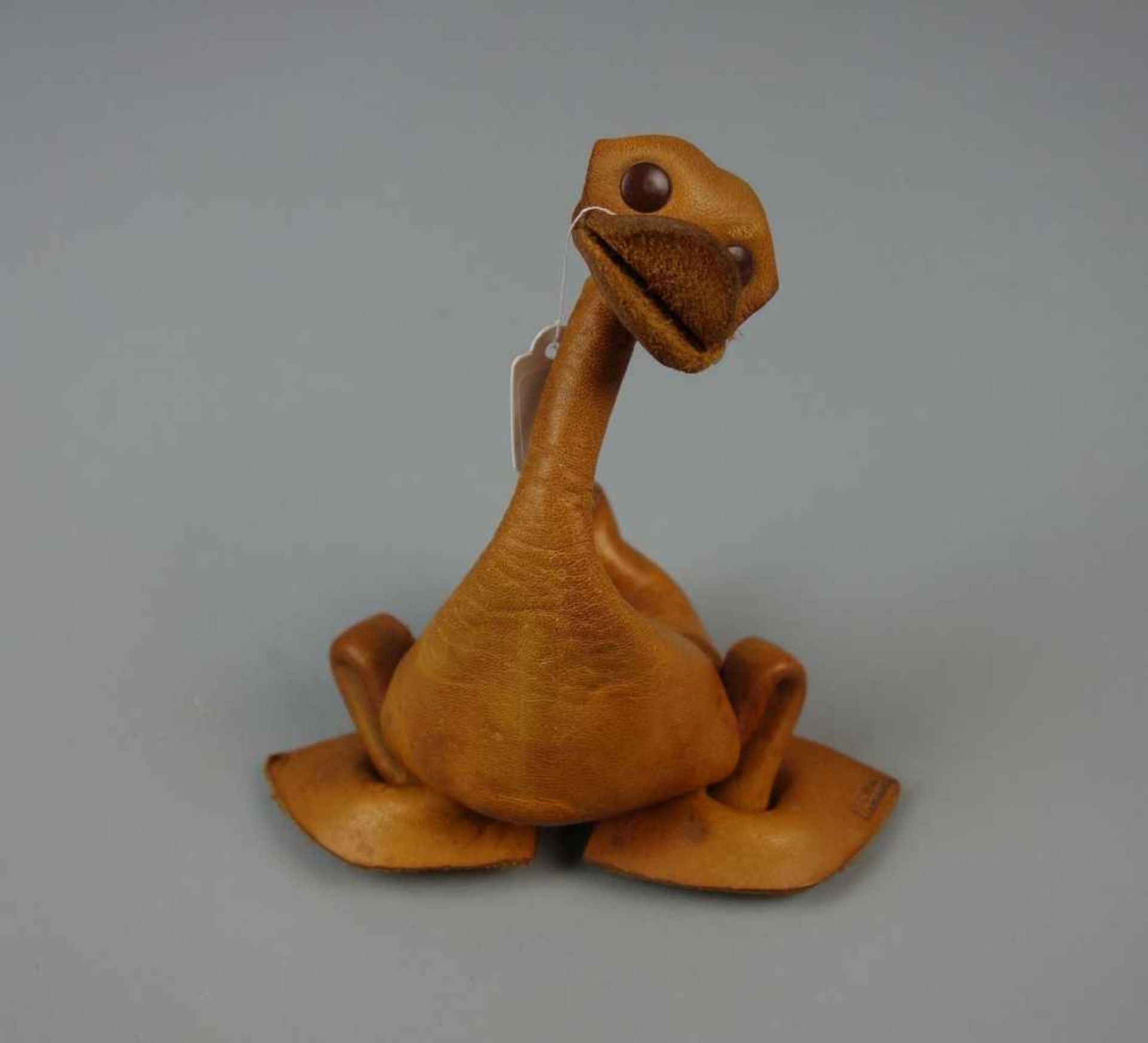 LEDERTIER / SPIELTIER: "GANS" / leather toy 'goose', Manufaktur DERU, Wiesbaden, 1960er Jahre;