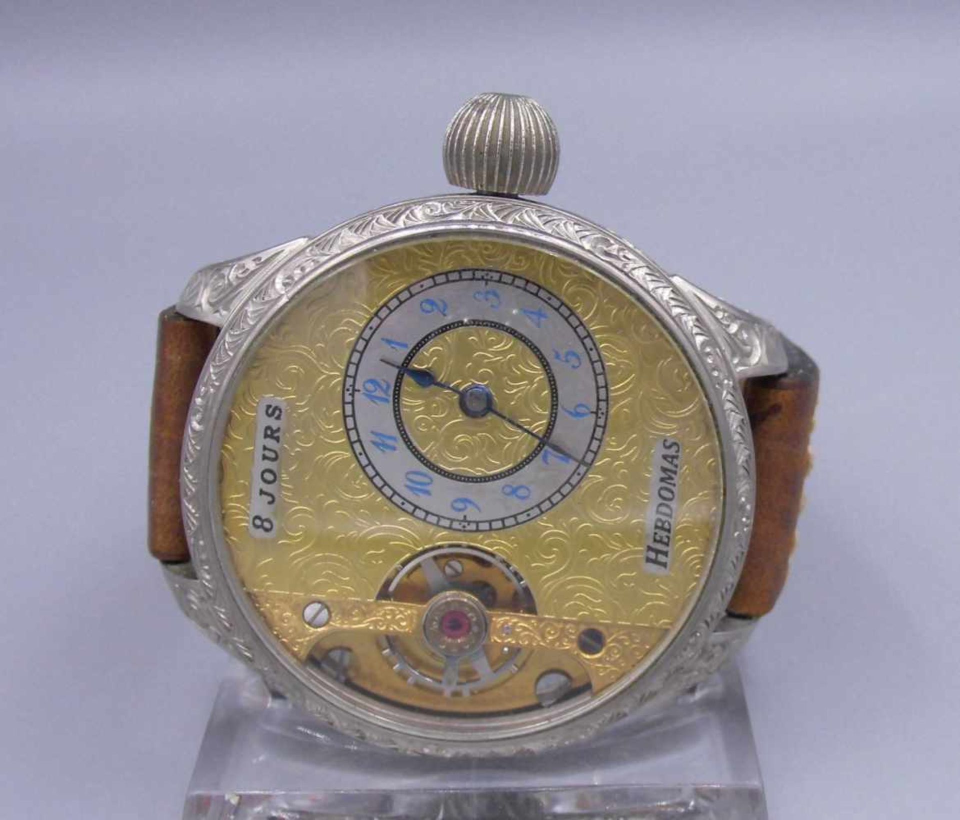 HERRENARMBANDUHR / wristwatch, gearbeitet aus einer Taschenuhr / Mariage, 20. Jh., Handaufzug (
