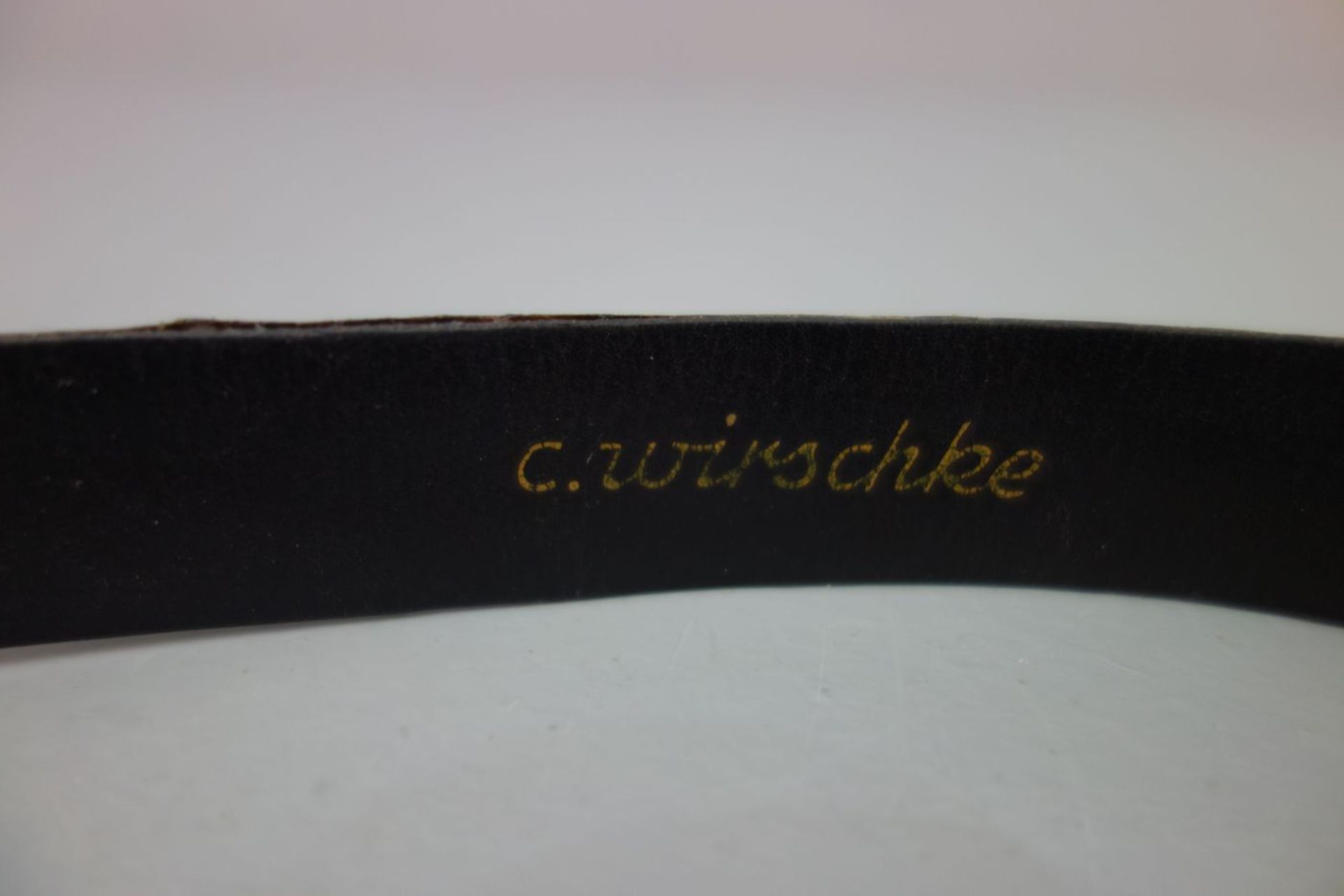 SCHWARZER KROKO-LEDERGÜRTEL / leather belt, bez. "Made in Italy / c. wirschke". Schmaler - Image 3 of 5