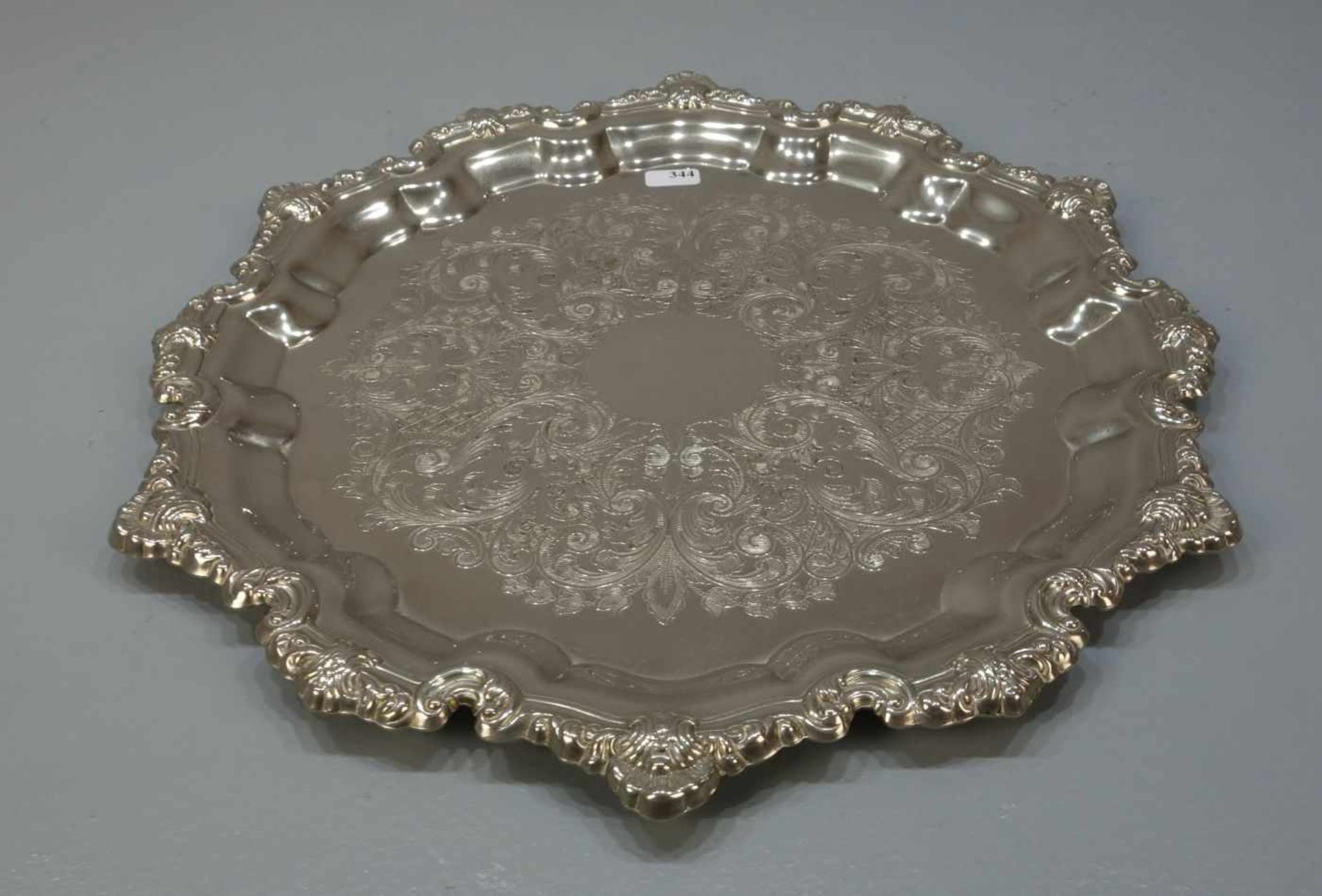 VERSILBERTES TABLETT / plated tray, unter dem Stand gemarkt "Falstaff / Silver Plated / England". - Bild 2 aus 3