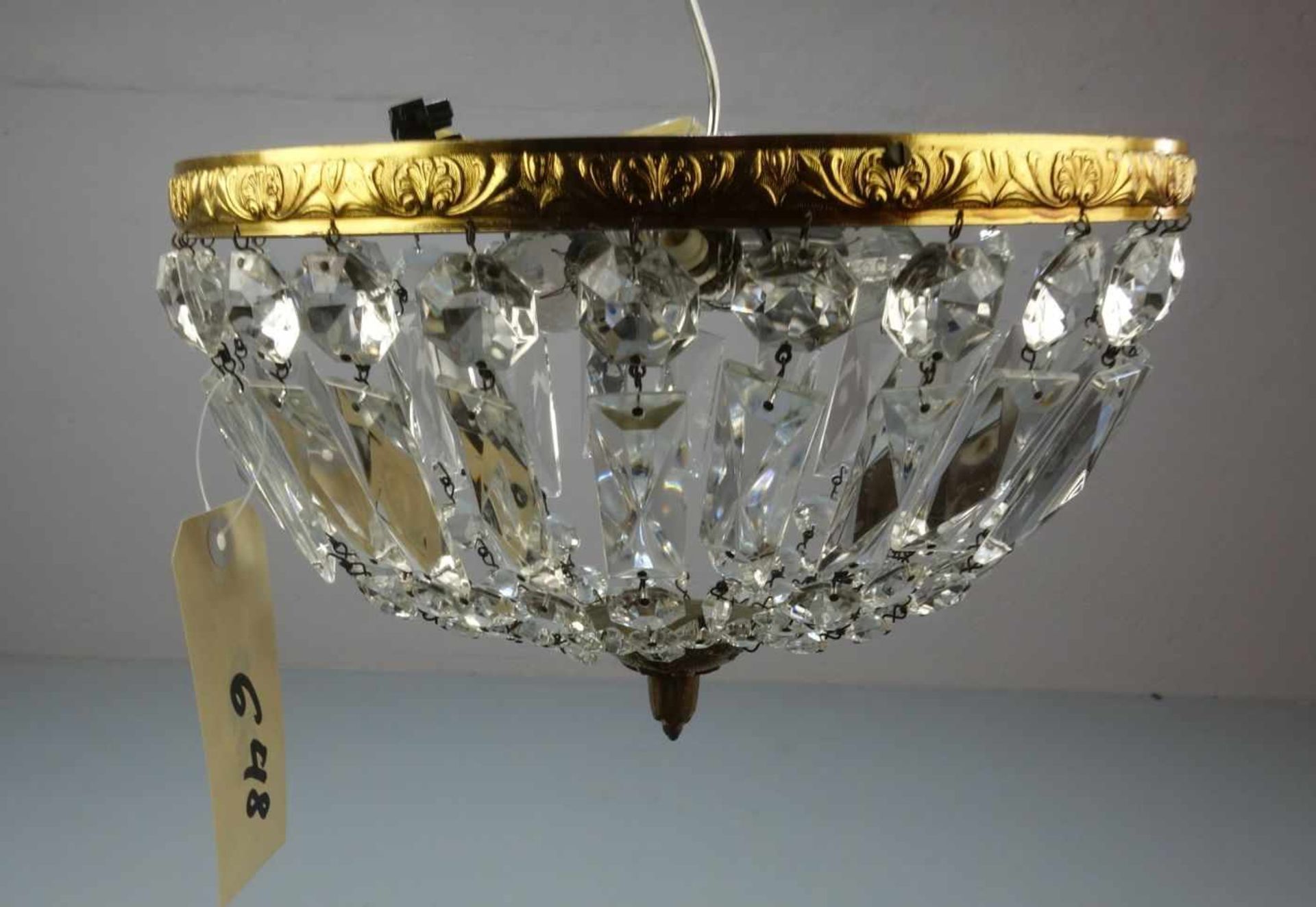 PLATINIERE / DECKENKRONE / DECKENLÜSTER / chandelier, Frankreich, 2. Hälfte 20. Jh.; goldfarben