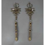 BERBER-SCHMUCK: FIBELPAAR / oriental jewellery, Tata / Marokko, Glas, Silber und versilbertes Metall