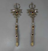 BERBER-SCHMUCK: FIBELPAAR / oriental jewellery, Tata / Marokko, Glas, Silber und versilbertes Metall