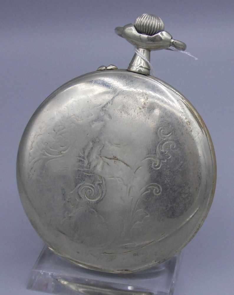 GROSSE TASCHENUHR MIT FREIMAUERSYMBOLIK / masonic pocket watch, Handaufzug mit Krone und Drücker#, - Bild 4 aus 6