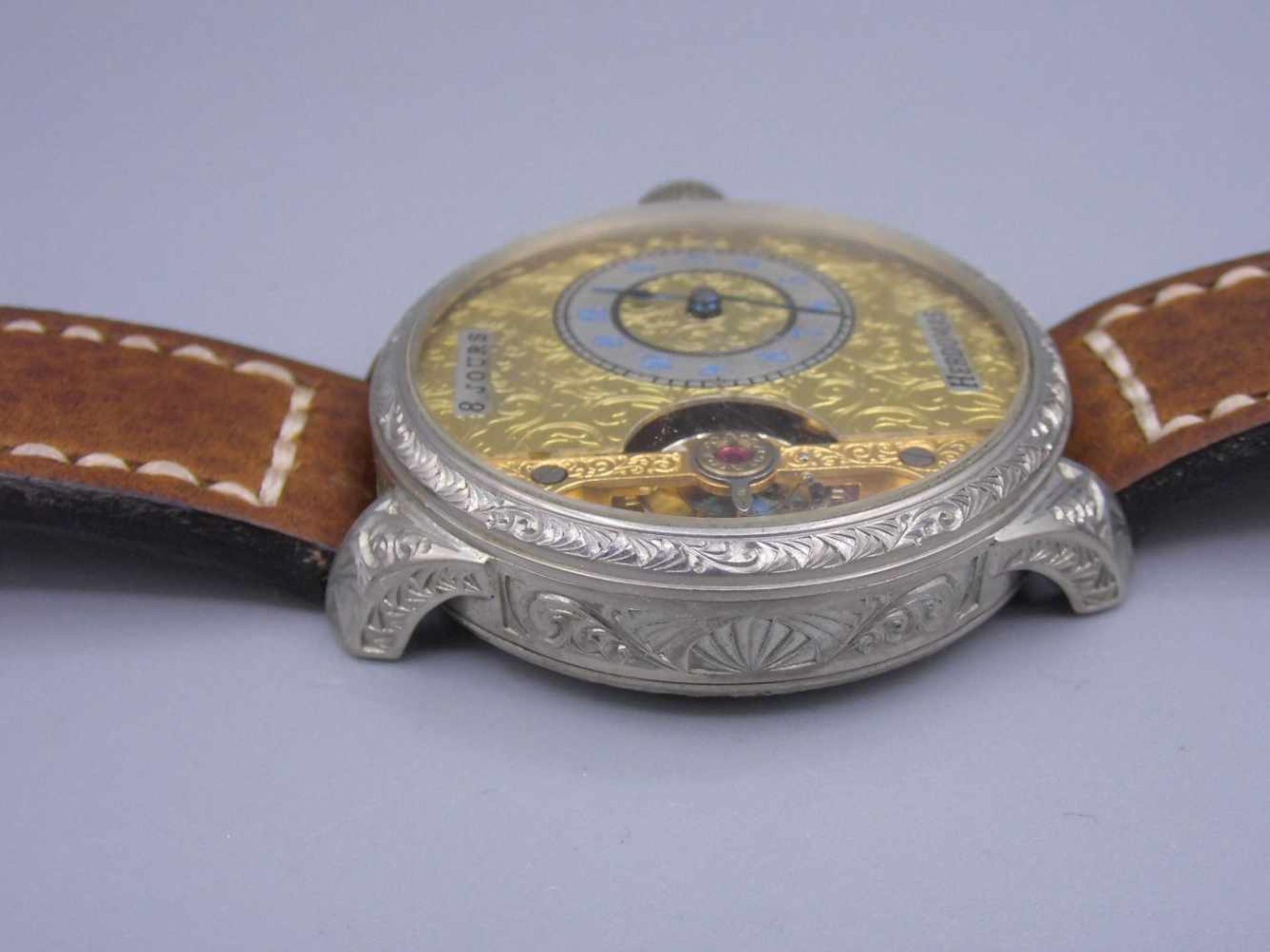 HERRENARMBANDUHR / wristwatch, gearbeitet aus einer Taschenuhr / Mariage, 20. Jh., Handaufzug ( - Bild 3 aus 4