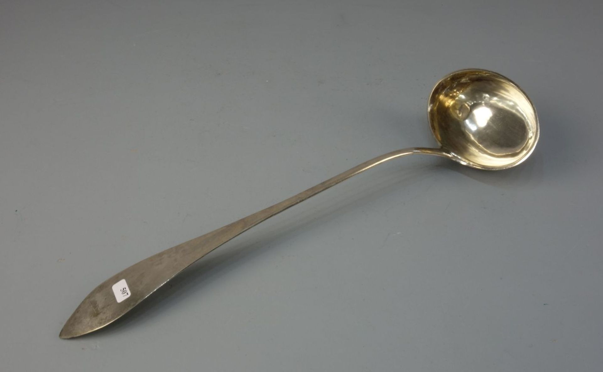 VOREGEBESTECK: SCHÖPFKELLE / SUPPENKELLE / silver soup ladle, 2. H. 19. Jh., 13-lötiges Silber (