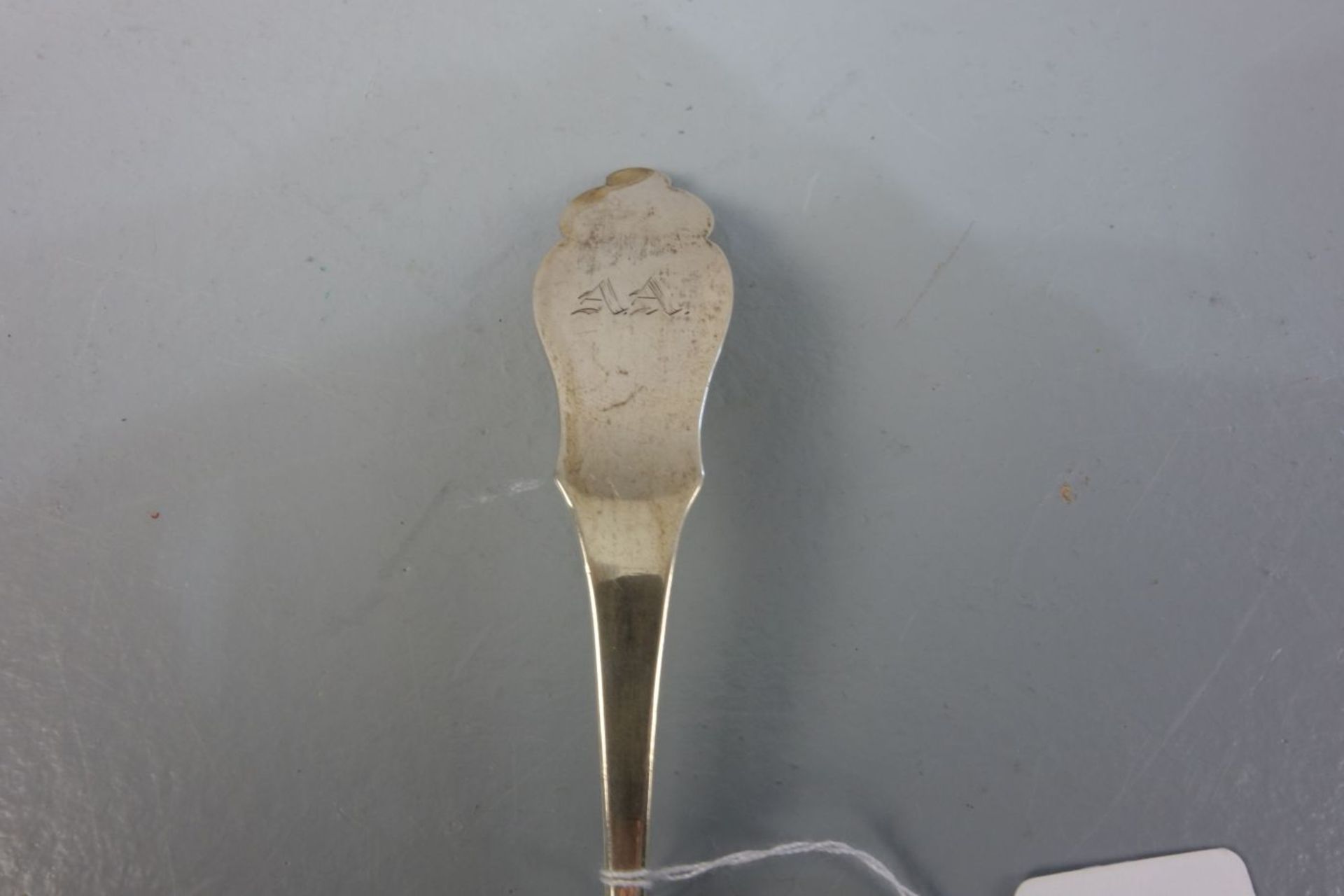 SAHNELÖFFEL / RAHMLÖFFEL / silver spoon, 19. Jh., deutsch, 12-lötiges Silber, 20 Gramm. Gemarkt - Bild 3 aus 4