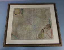 HISTORISCHE LANDKARTE / map, kolorierter Kupferstich, 1. H. 18. Jh.. Hinter Passepartout und Glas