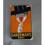 EMAILLESCHILD / BLECHSCHILD / WERBESCHILD "Sandeman's Port" / advertising sheet. Auf