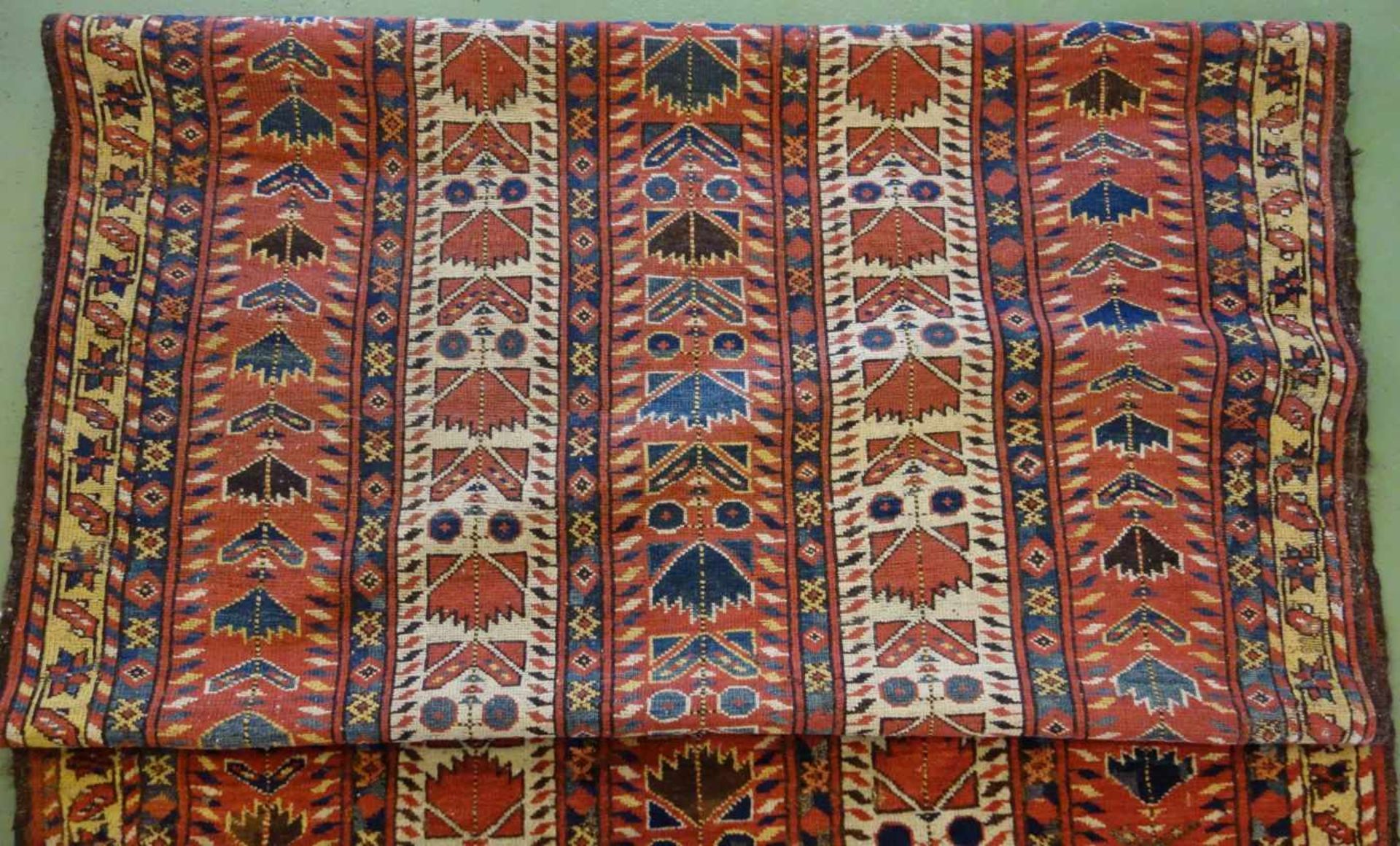 SCHMALER BESCHIR GEBETSTEPPICH / prayer rug, wohl 2. H. 19. Jh., Turkmenistan / Ersari-Beschir ( - Image 12 of 24