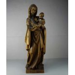 HOLZSKULPTUR: "Muttergottes mit Kind / Madonna mit Kind" / wooden sculpture "madonna with christ