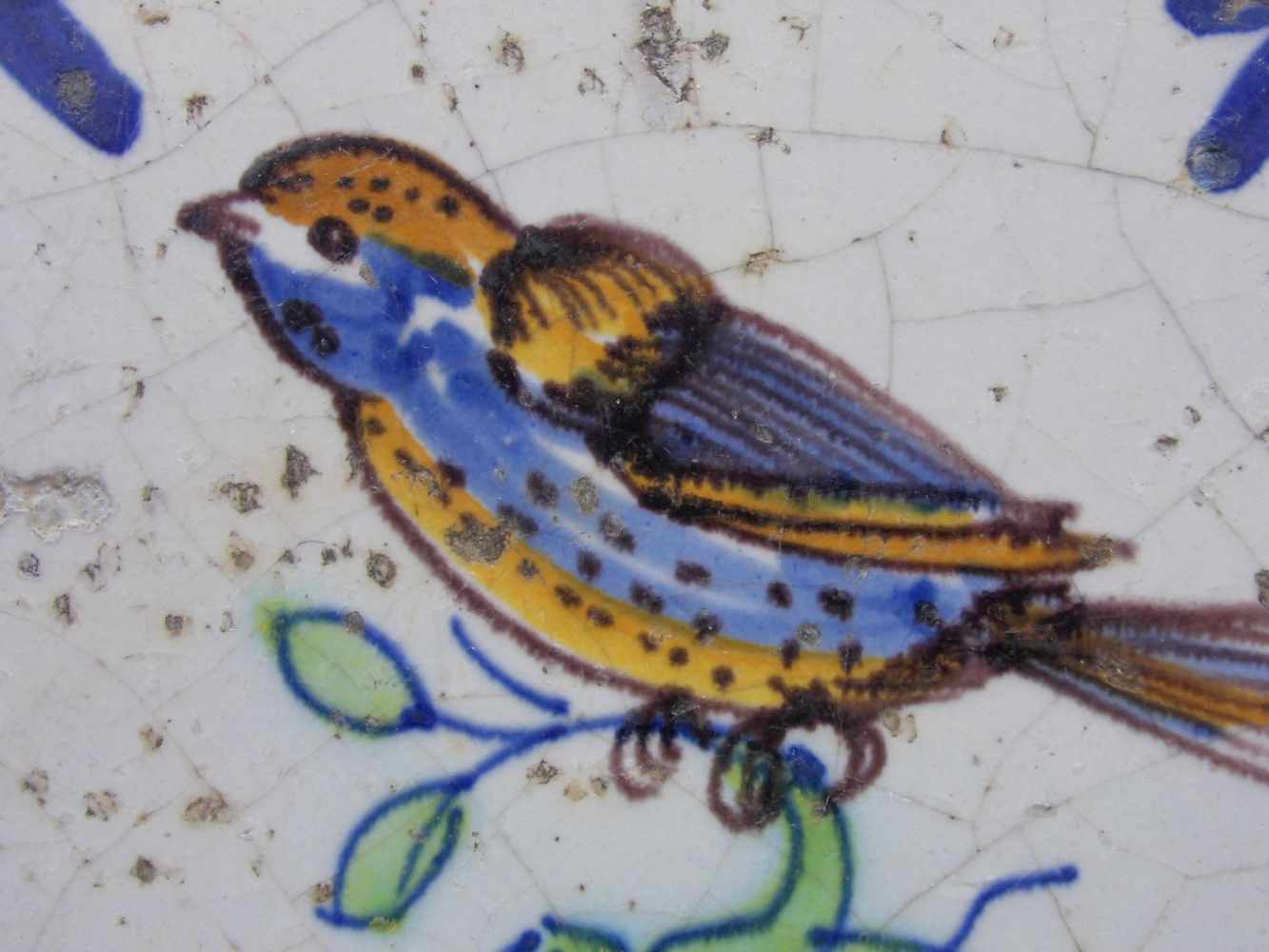 BAROCK-FLIESE "Vogel auf Ast" / FAYENCE - FLIESE / HOLLÄNDISCHE FLIESE / WANDFLIESE / tile / - Image 3 of 8