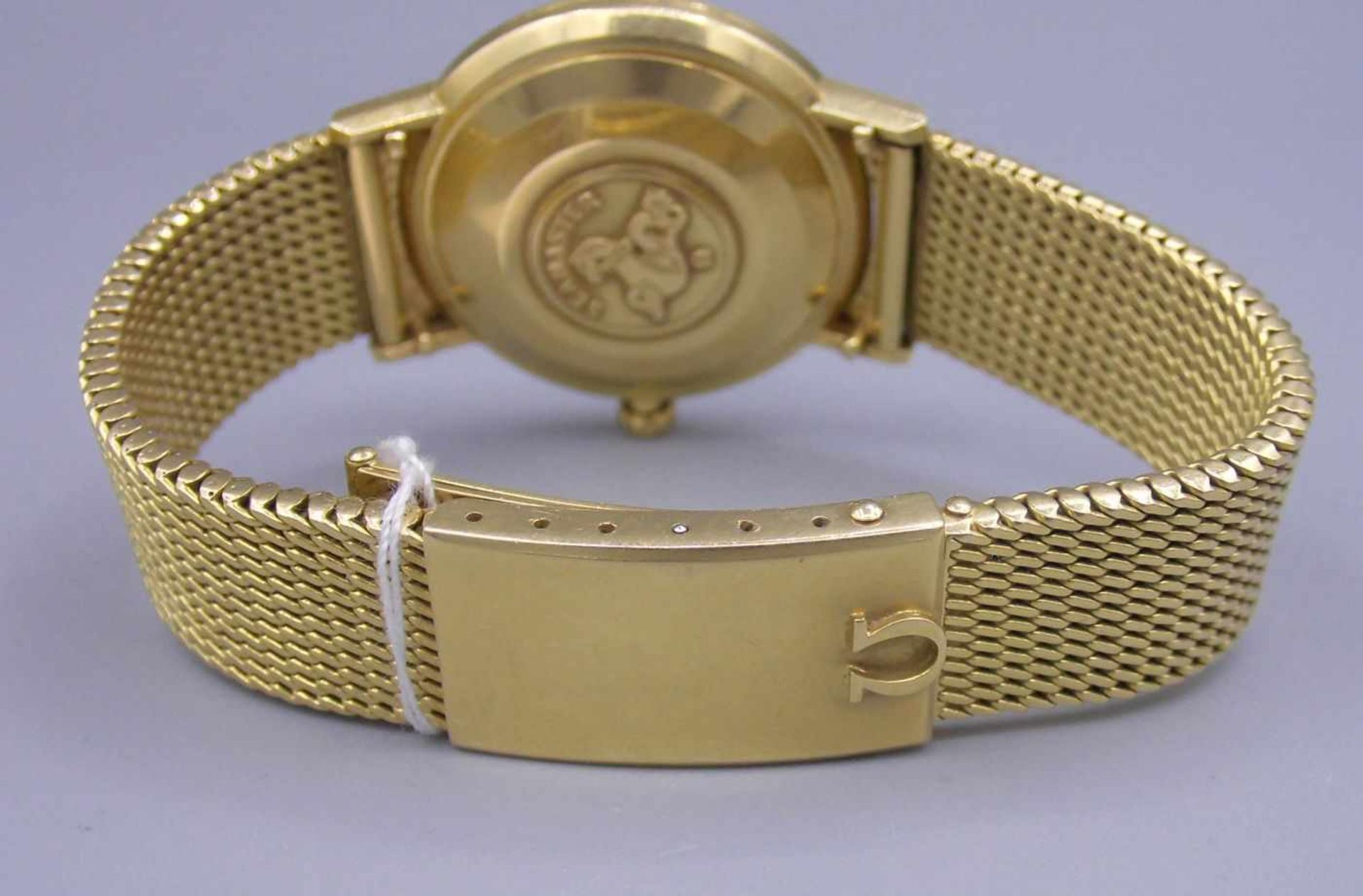 GOLDENE ARMBANDUHR / wristwatch, Automatik-Uhr, Manufaktur Omega, Modell "Seamaster De Ville". - Image 6 of 7