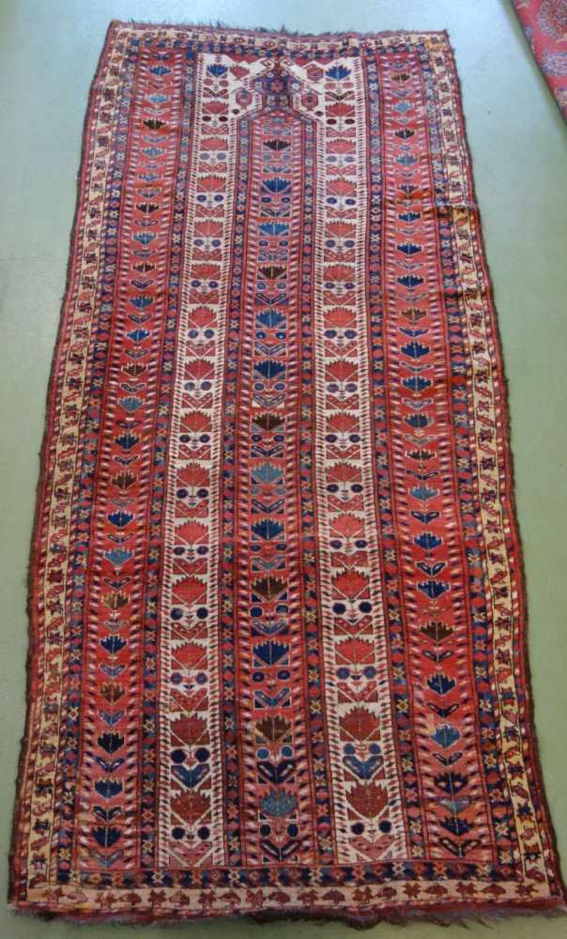 SCHMALER BESCHIR GEBETSTEPPICH / prayer rug, wohl 2. H. 19. Jh., Turkmenistan / Ersari-Beschir (