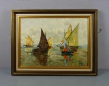 POL, THE (Theo Pol?, 19./20. Jh.), Gemälde / painting: "Seestück mit Segelschiffen", Öl auf Leinwand