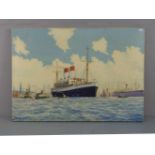 PETERS, K. (20./21. Jh.), Gemälde / painting: "Hamburger Hafen mit dem Kreuzfahrtschiff Monte
