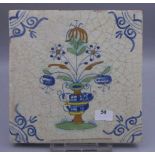 BAROCK - FLIESE "Blumenvase" / FAYENCE - FLIESE / HOLLÄNDISCHE FLIESE / WANDFLIESE / tile / tegel,