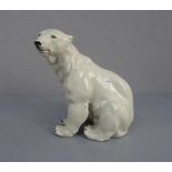 PORZELLANFIGUR "Eisbär" / ice bear porcelain figure, Porzellan, naturalistisch staffiert, unter