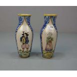 VASENPAAR / two ceramic vases, wohl Frankreich (Bretonisch?), Fayence / Keramik, rötlicher Scherben.