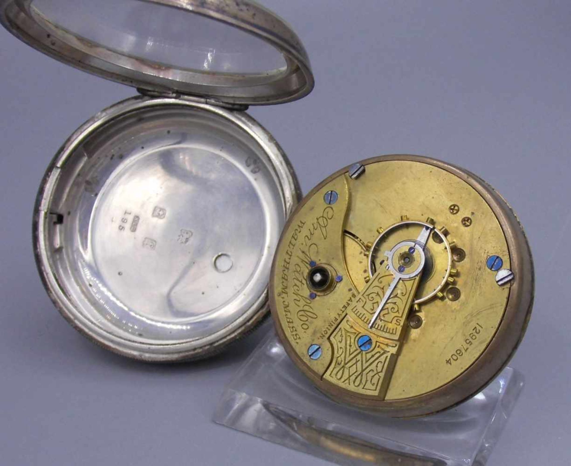 ENGLISCHE SCHLÜSSELTASCHENUHR mit amerikanischem Werk / TASCHENUHR / open face pocket watch, 1. H. - Image 7 of 7