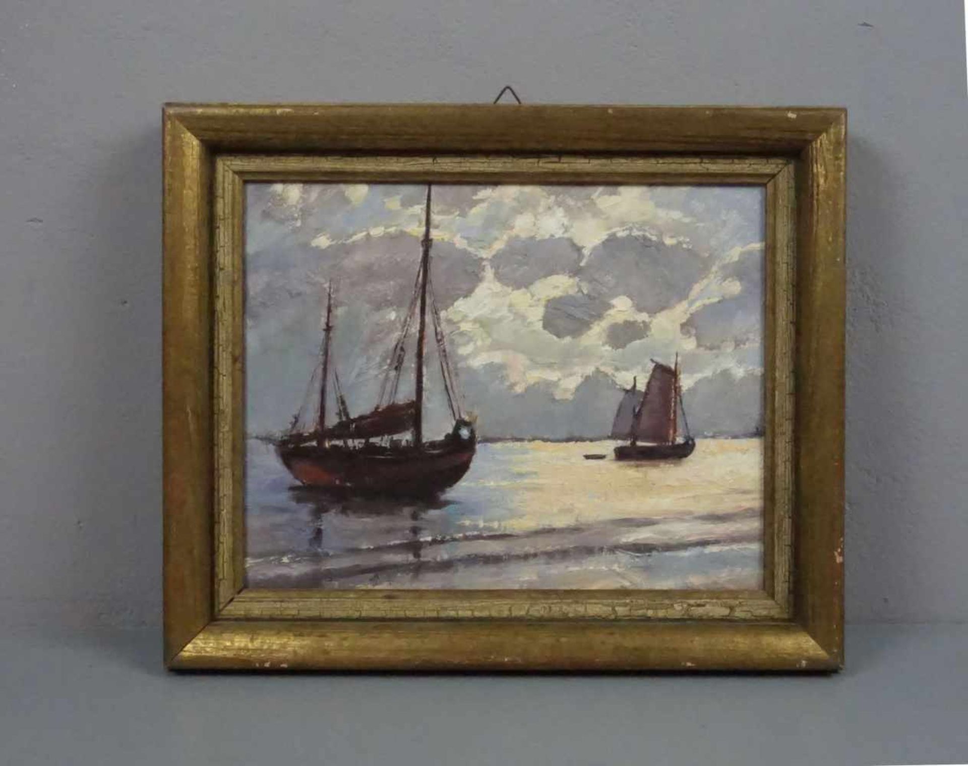 MALER DES 20. JH., Gemälde / painting: "Seestück", Öl oder Acryl auf Pappe, unsigniert. Rückseitig